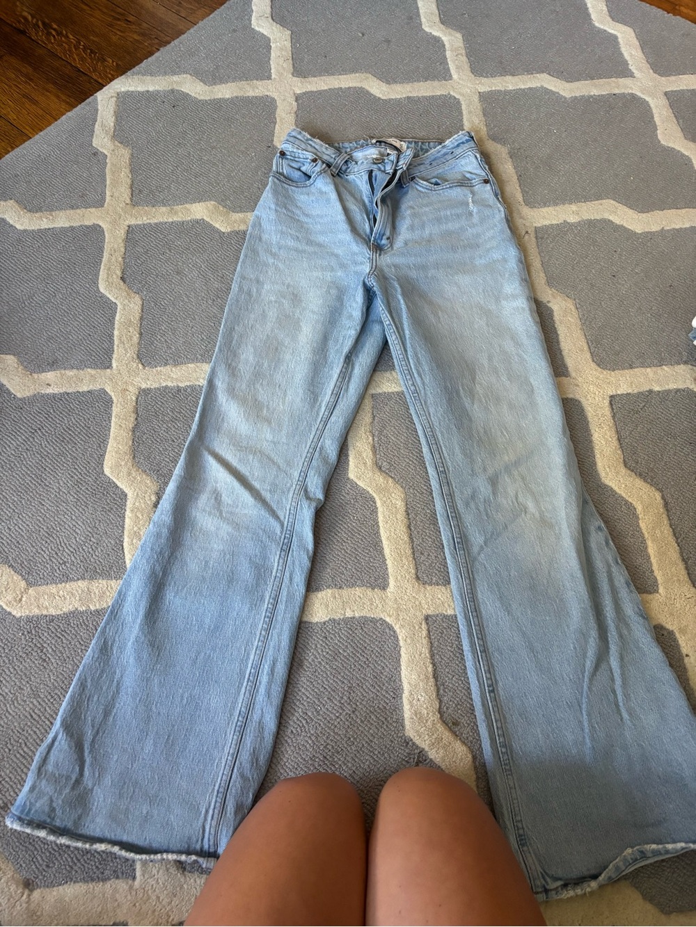 Abercrombie & Fitch Light Blue High-Rise Wide Leg Jeans